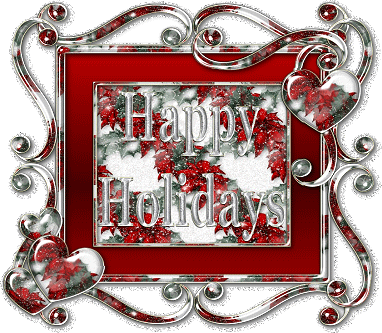 happy holidays red frame myspace, friendster, facebook, and hi5 comment graphics