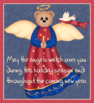 may the angels watch over you during this holiday season and throughout the coming new year myspace, friendster, facebook, and hi5 comment graphics