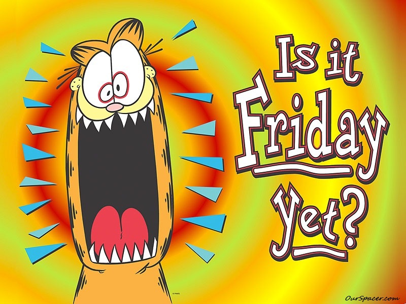 Is it Friday yet Garfield myspace, friendster, facebook, and hi5 comment graphics