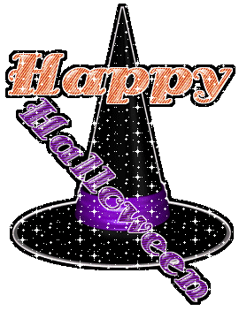 happy halloween witch's hat myspace, friendster, facebook, and hi5 comment graphics